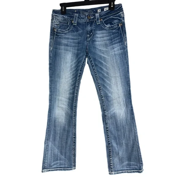 Miss Me - JE5330B4R Embellished Wing Pocket Bootcut Jeans - Light Wash - Size 28 - Picture 10 of 10